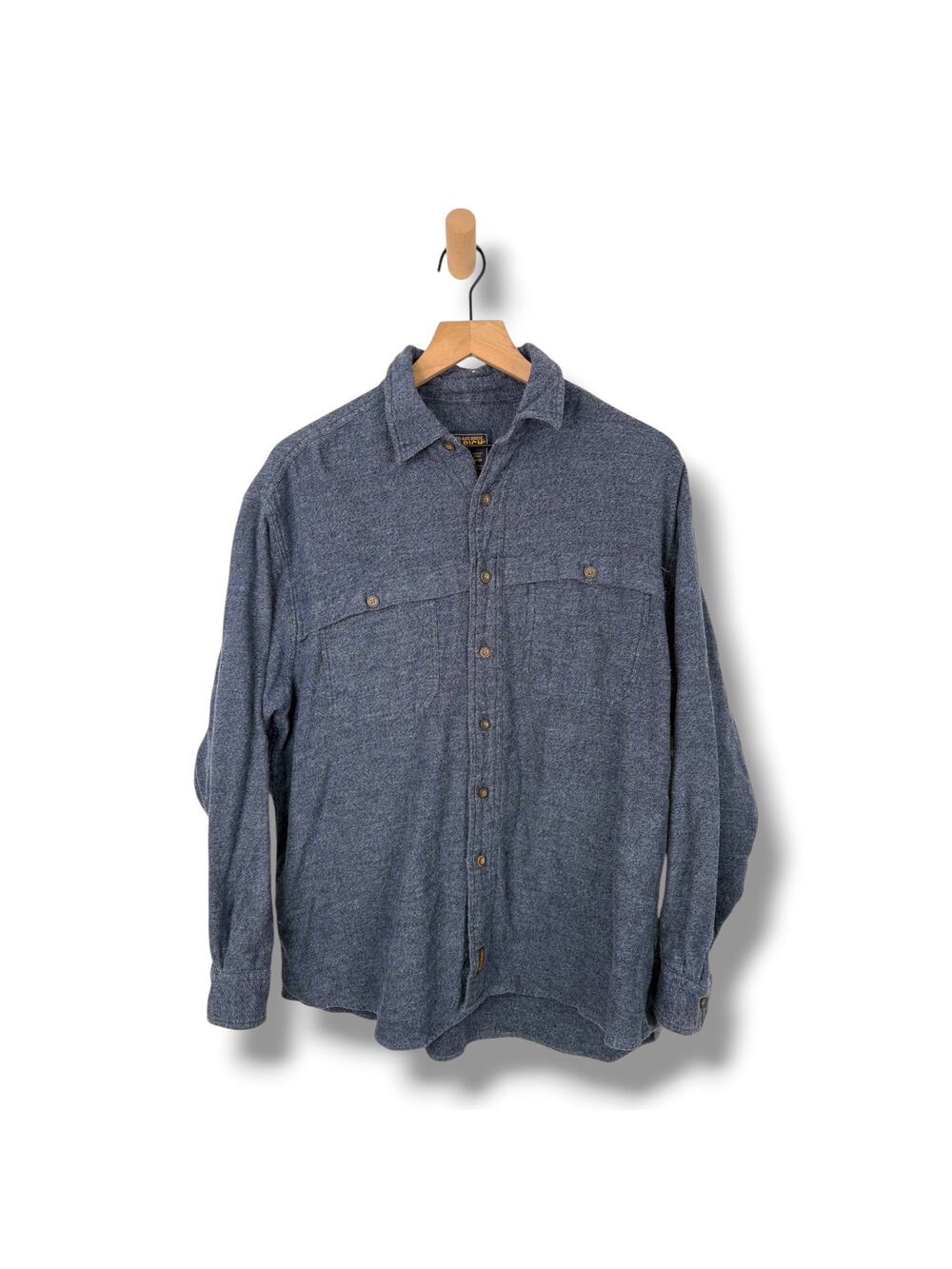 WOOLRICH Mens Navy Flannel Button Down Top Large Long Sleeve